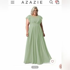 Azazie Dusty Sage floor length chiffon dress